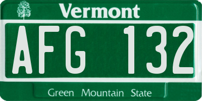 VT license plate AFG132