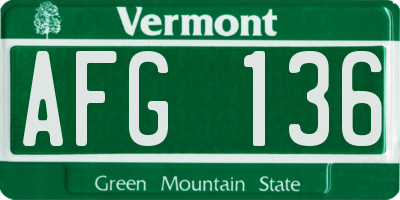 VT license plate AFG136