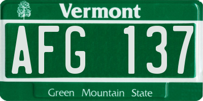 VT license plate AFG137