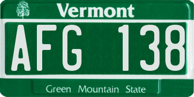 VT license plate AFG138