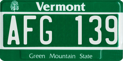VT license plate AFG139