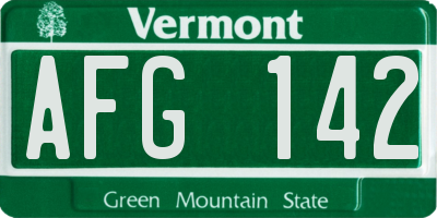 VT license plate AFG142