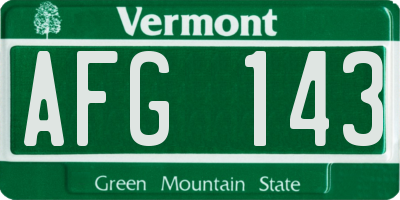 VT license plate AFG143