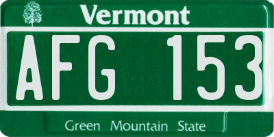 VT license plate AFG153