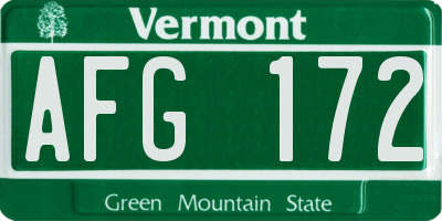 VT license plate AFG172