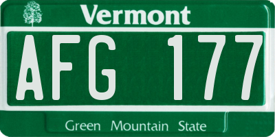VT license plate AFG177