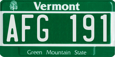 VT license plate AFG191