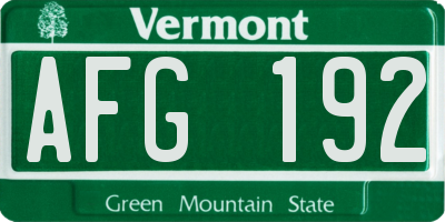 VT license plate AFG192
