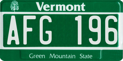 VT license plate AFG196