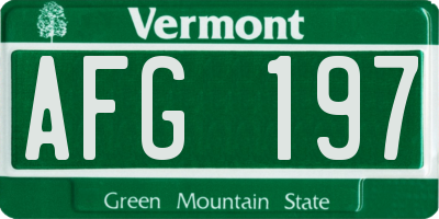 VT license plate AFG197