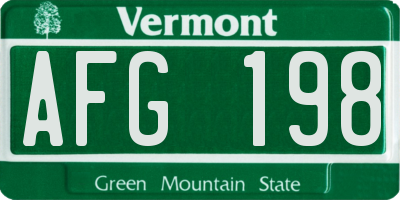 VT license plate AFG198