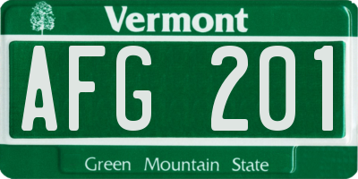 VT license plate AFG201