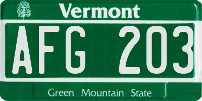 VT license plate AFG203