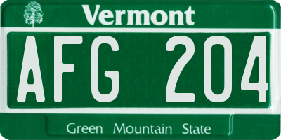 VT license plate AFG204