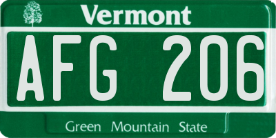VT license plate AFG206