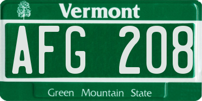 VT license plate AFG208