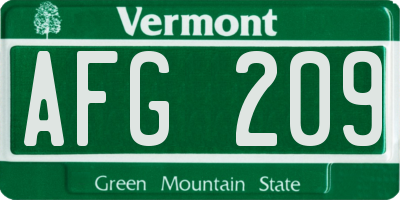 VT license plate AFG209