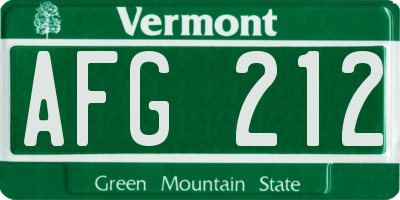 VT license plate AFG212