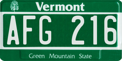 VT license plate AFG216