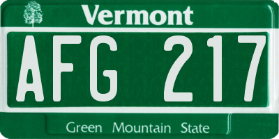 VT license plate AFG217
