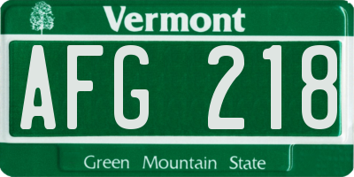 VT license plate AFG218
