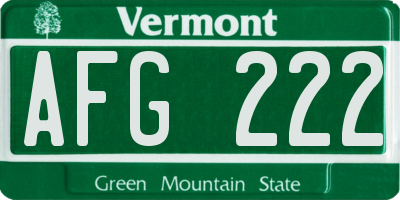 VT license plate AFG222