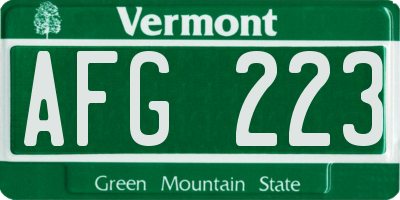 VT license plate AFG223
