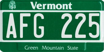 VT license plate AFG225