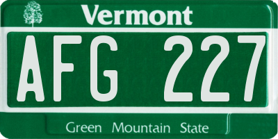 VT license plate AFG227
