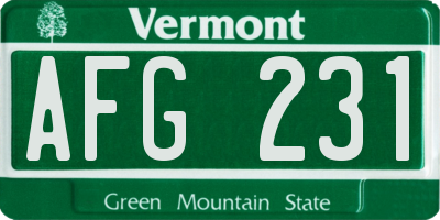 VT license plate AFG231