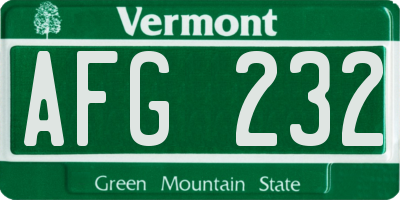 VT license plate AFG232
