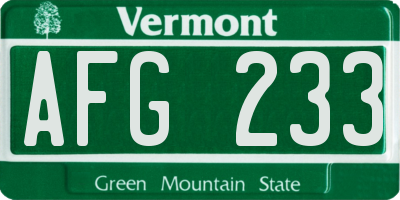 VT license plate AFG233
