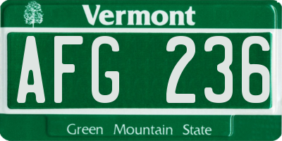 VT license plate AFG236