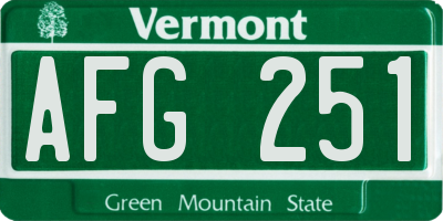VT license plate AFG251
