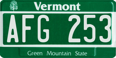 VT license plate AFG253