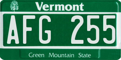 VT license plate AFG255