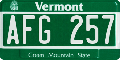 VT license plate AFG257