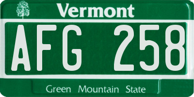 VT license plate AFG258