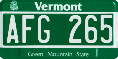 VT license plate AFG265