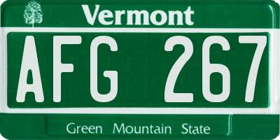 VT license plate AFG267