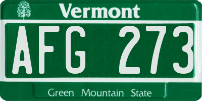 VT license plate AFG273