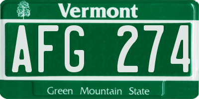 VT license plate AFG274