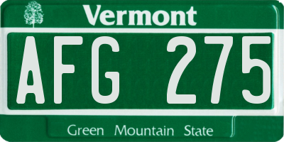 VT license plate AFG275