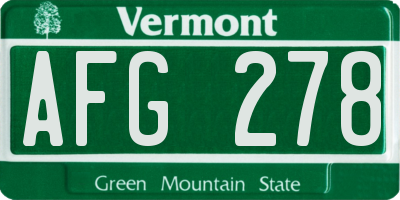 VT license plate AFG278