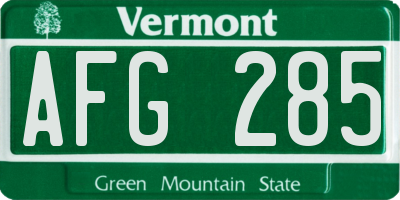 VT license plate AFG285