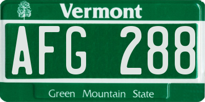 VT license plate AFG288