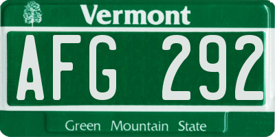 VT license plate AFG292