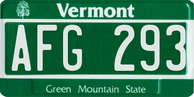 VT license plate AFG293