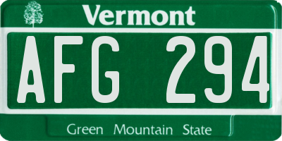 VT license plate AFG294