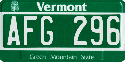 VT license plate AFG296
